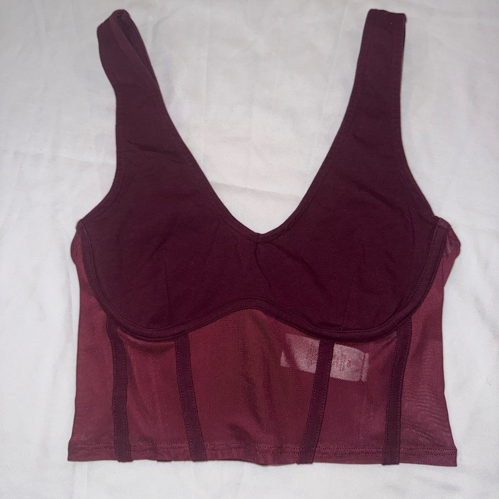 Garage Deep Red Mesh Panel Bra